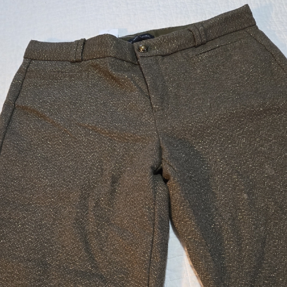Banana Republic Women's Olive Metallic Tweed Trousers